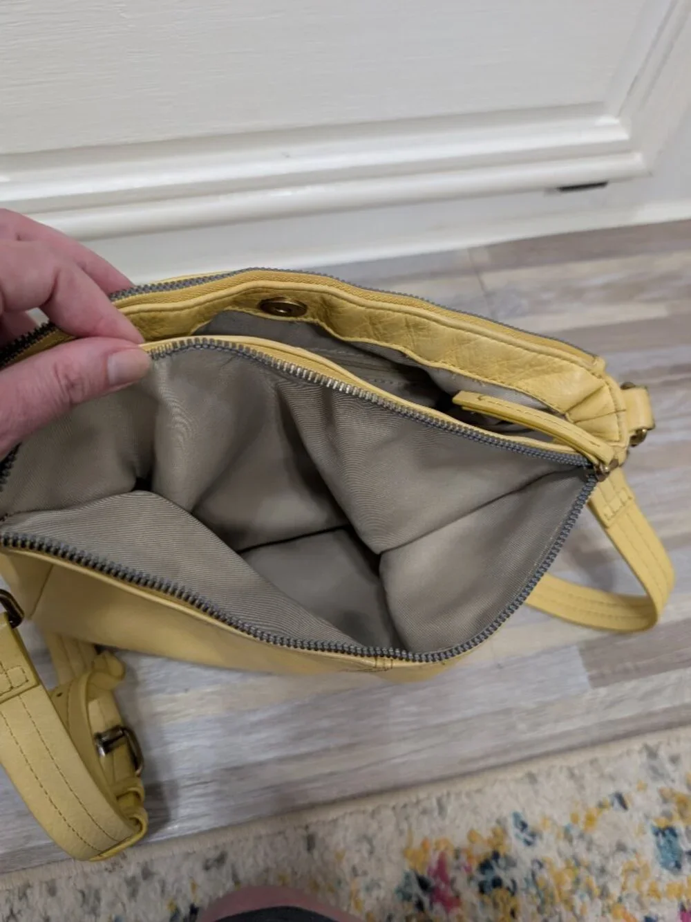 American Leather Co. Yellow Leather Crossbody Hobo Bag
